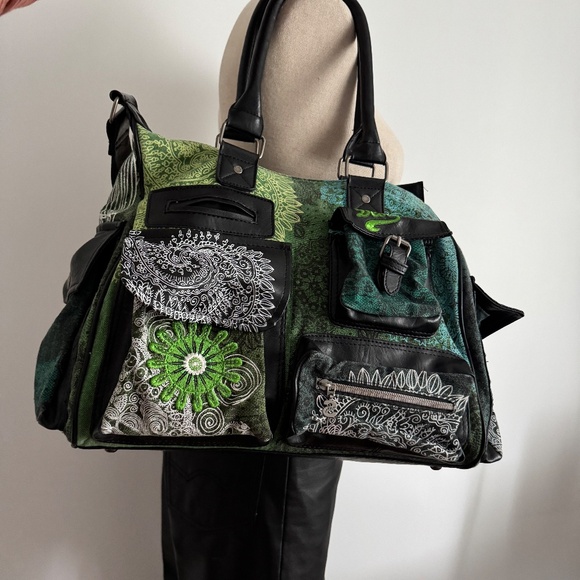 Desigual - Black and Green Hand Bag - Picture 2 of 16